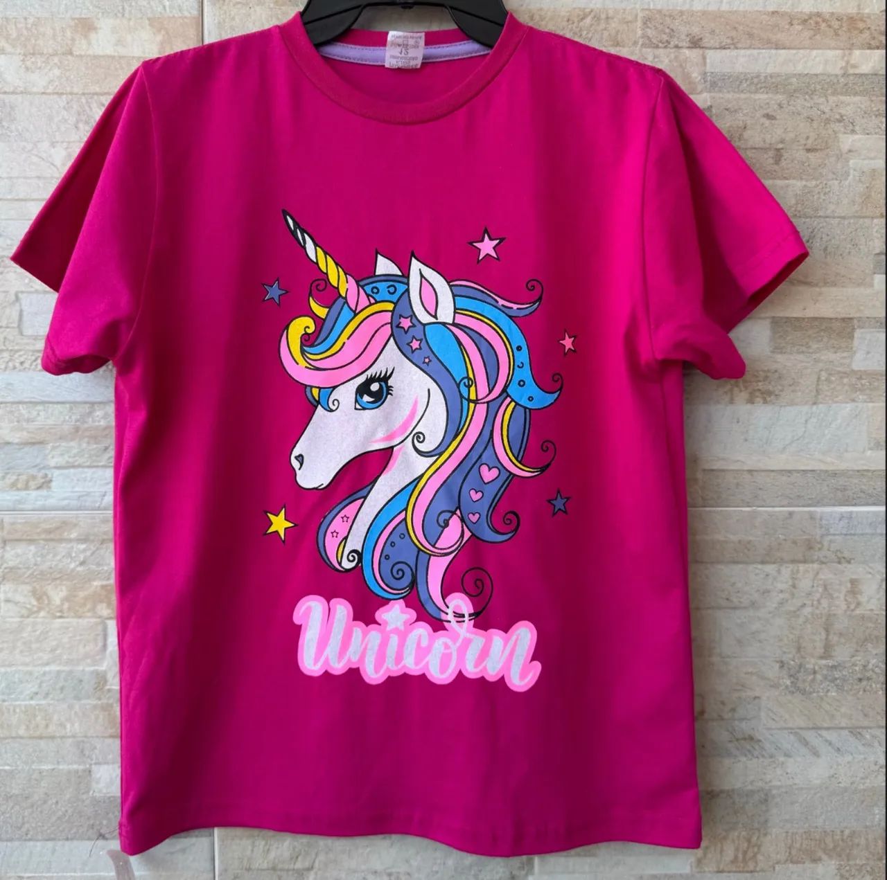camiseta infantil unicórnio  pink | 100% algodão tamanho 10/12 anos.