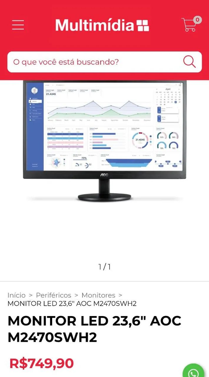 Monitor 24 Pol - AOC - Padrão VESA - Foto 4