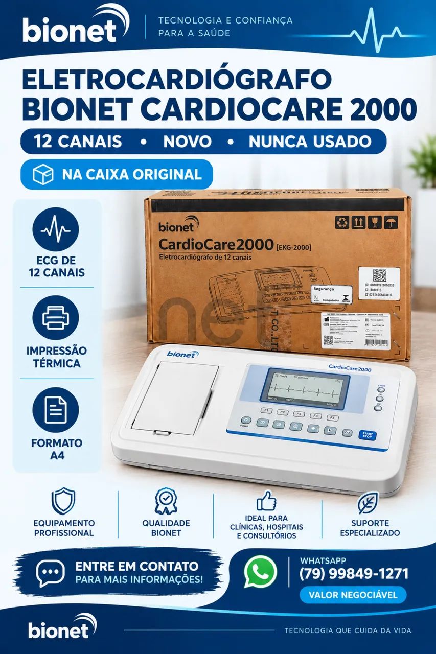 Eletrocardiógrafo Bionet CardioCare 2000 - 12 canais