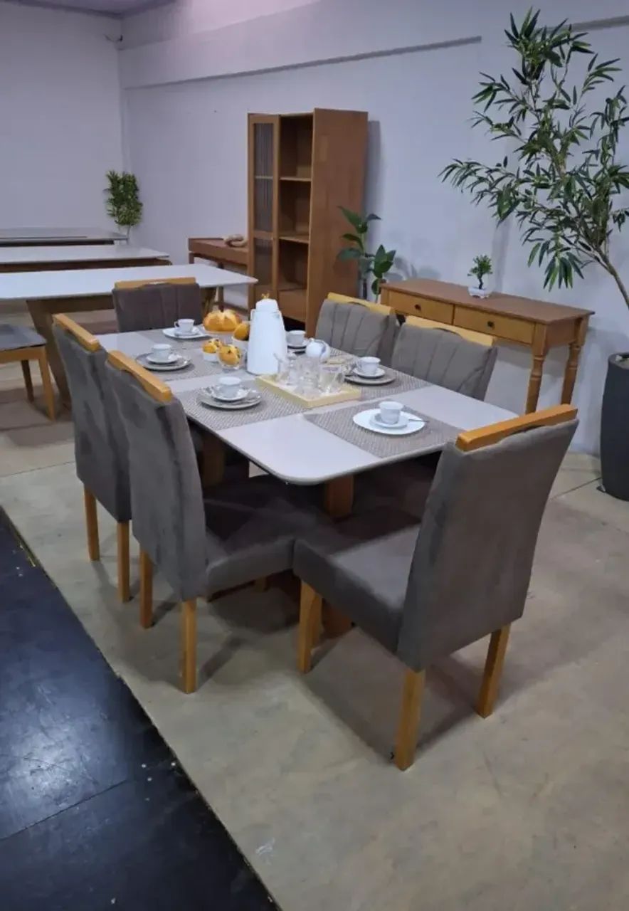  Mesa de Jantar com 6 cadeiras, 100% Madeira - Promoção  - Foto 2