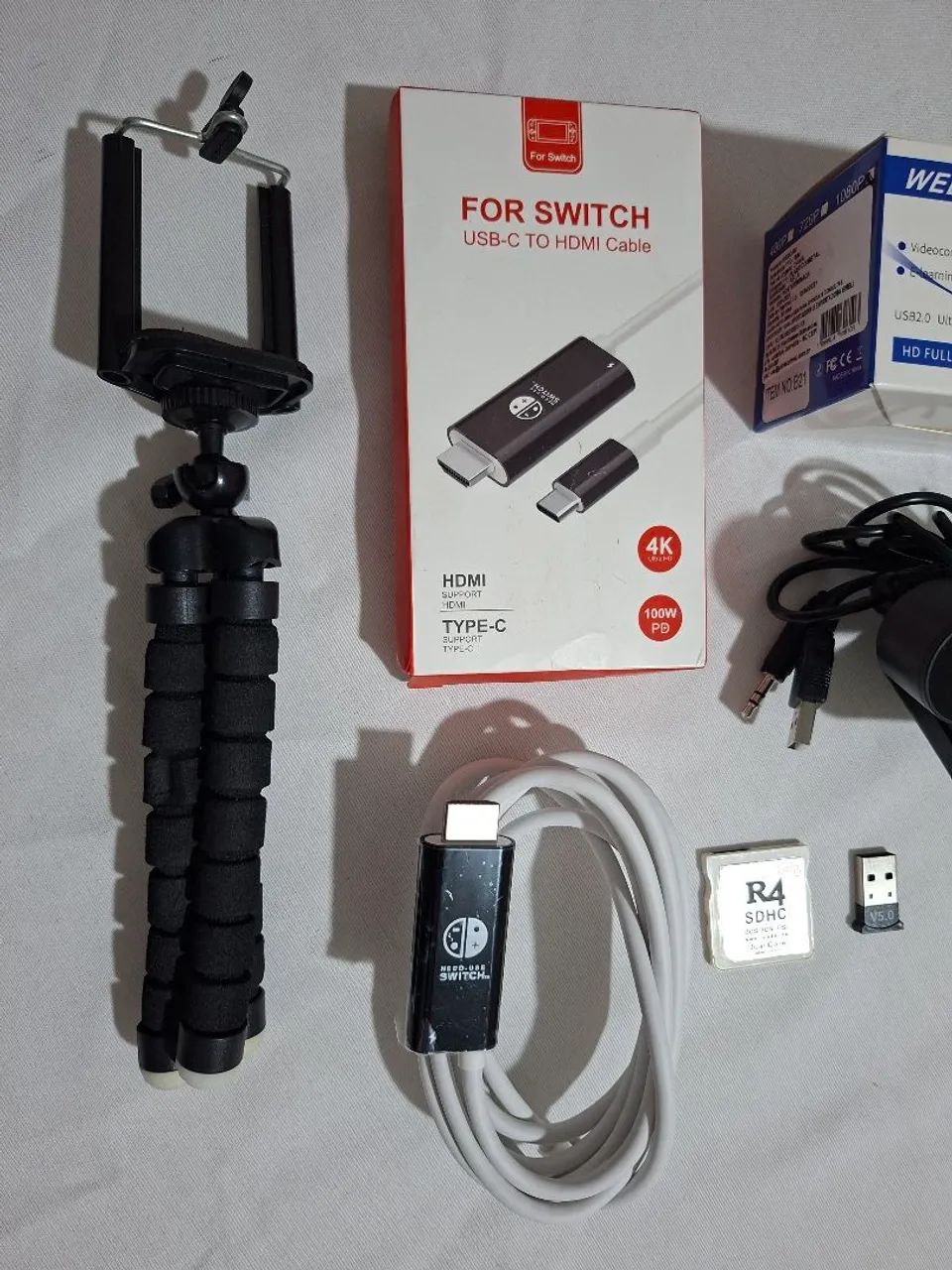 Lote de Eletrônicos, R4 para DS e 3DS, Webcam, Cabo Dock Switch Portátil, e outros. - Foto 2