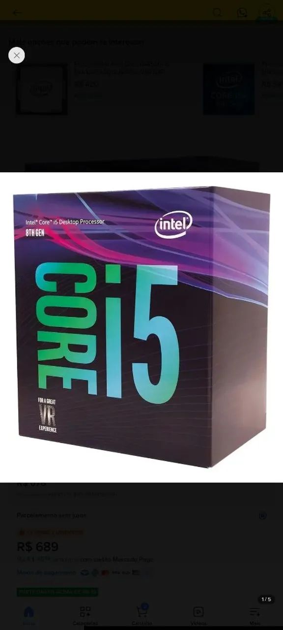 Processador Intel Core i5-8400 Gráficos Integrados UHD 630