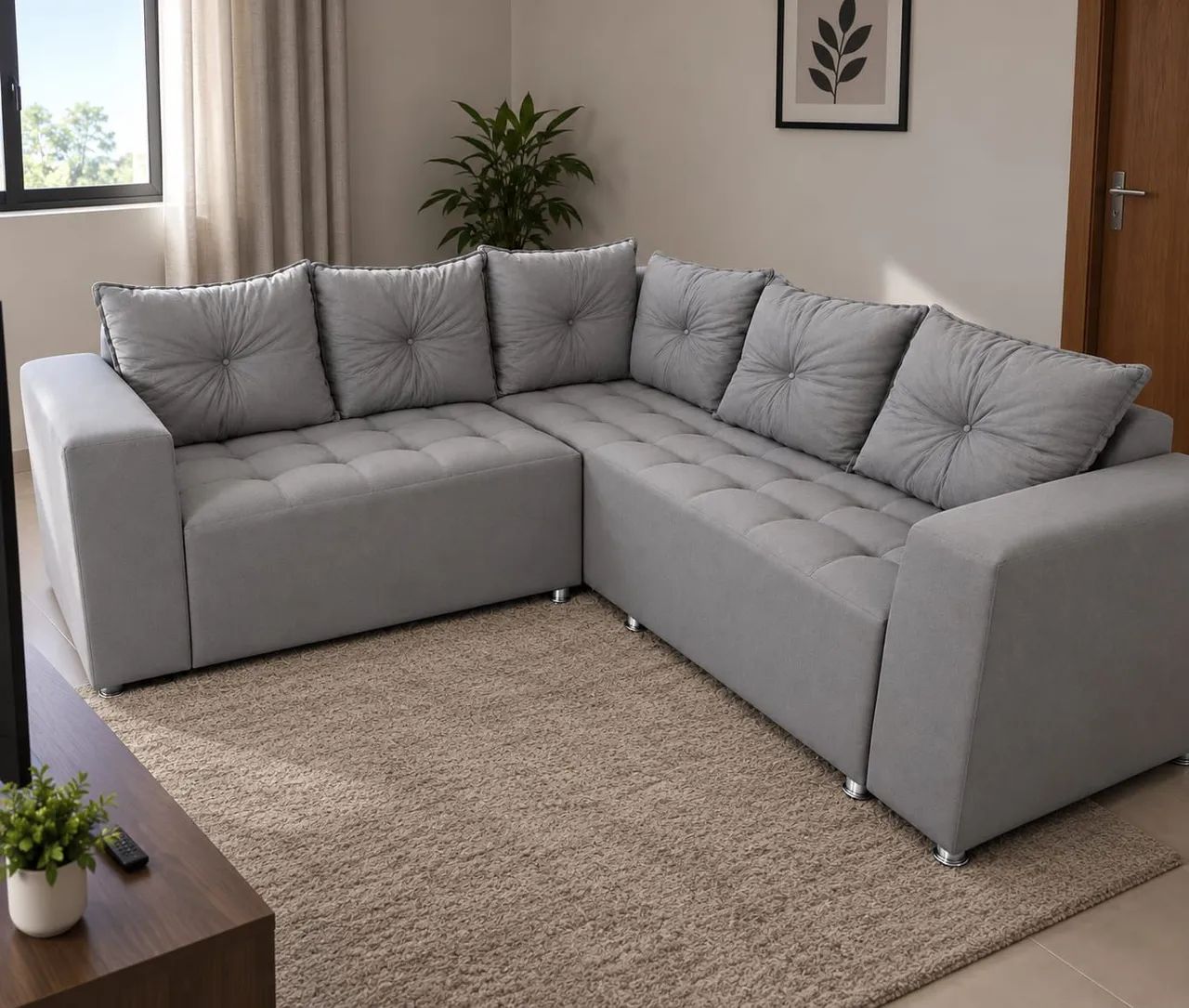 Ofertas sofá d canto luxo acompanha um puff d brinde 
