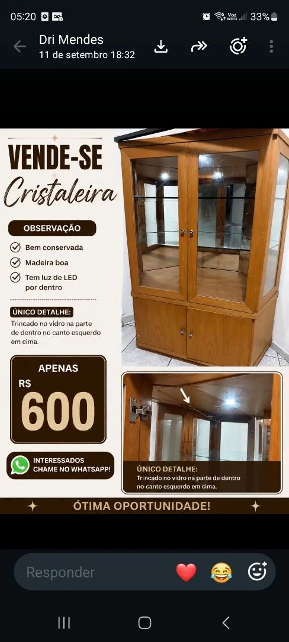CRISTALEIRA LINDA