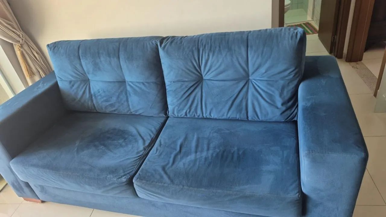 ? VENDO SOFÁ DE 2 LUGARES - AZUL - Foto 2
