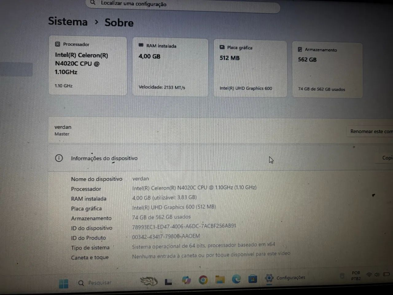 NOTEBOOK INTEL CELERON N4020C - Foto 2