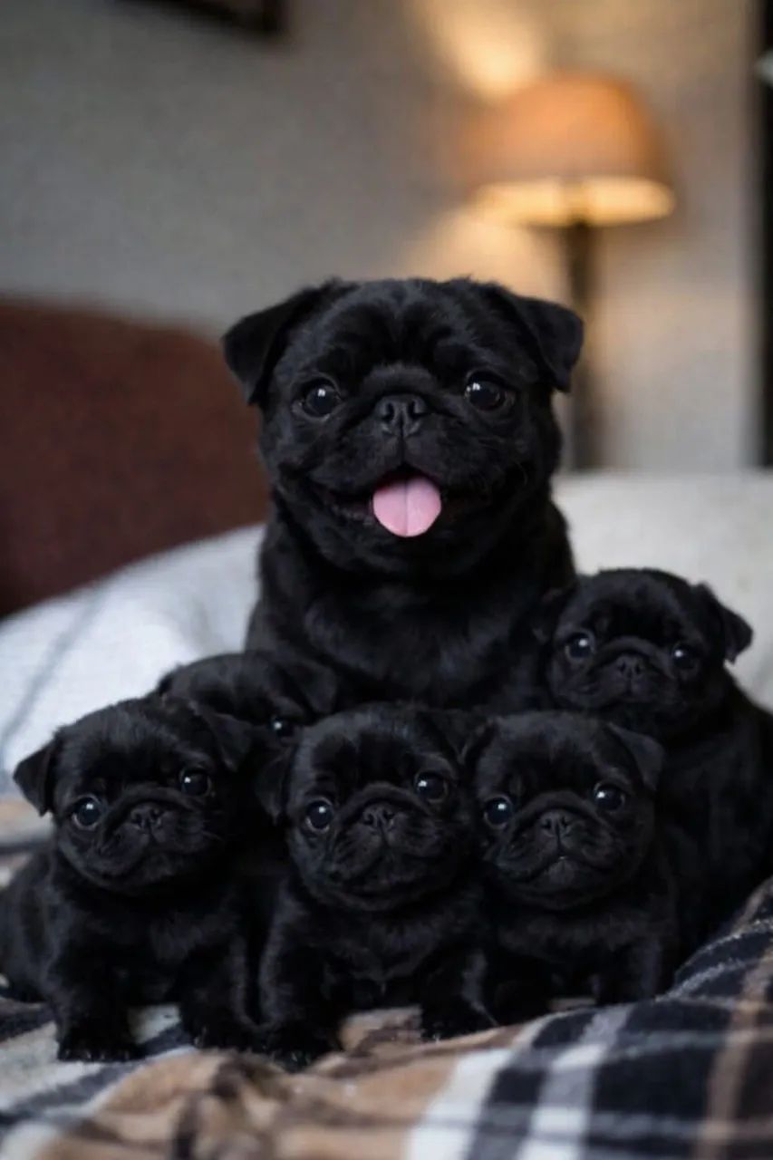 Pug black machos e fêmeas 