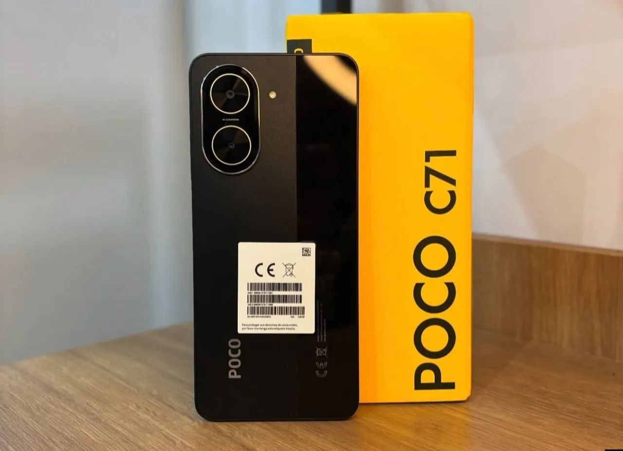 Celular POCO C71 64GB Preto Smartphone Xiaomi com preço acessível