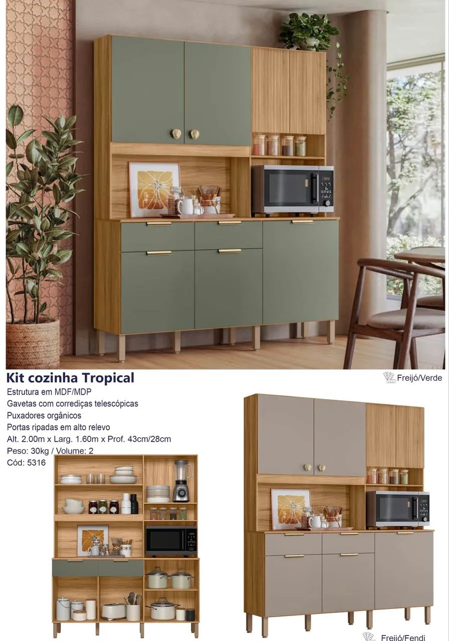 Armário de cozinha tropical 1,60m