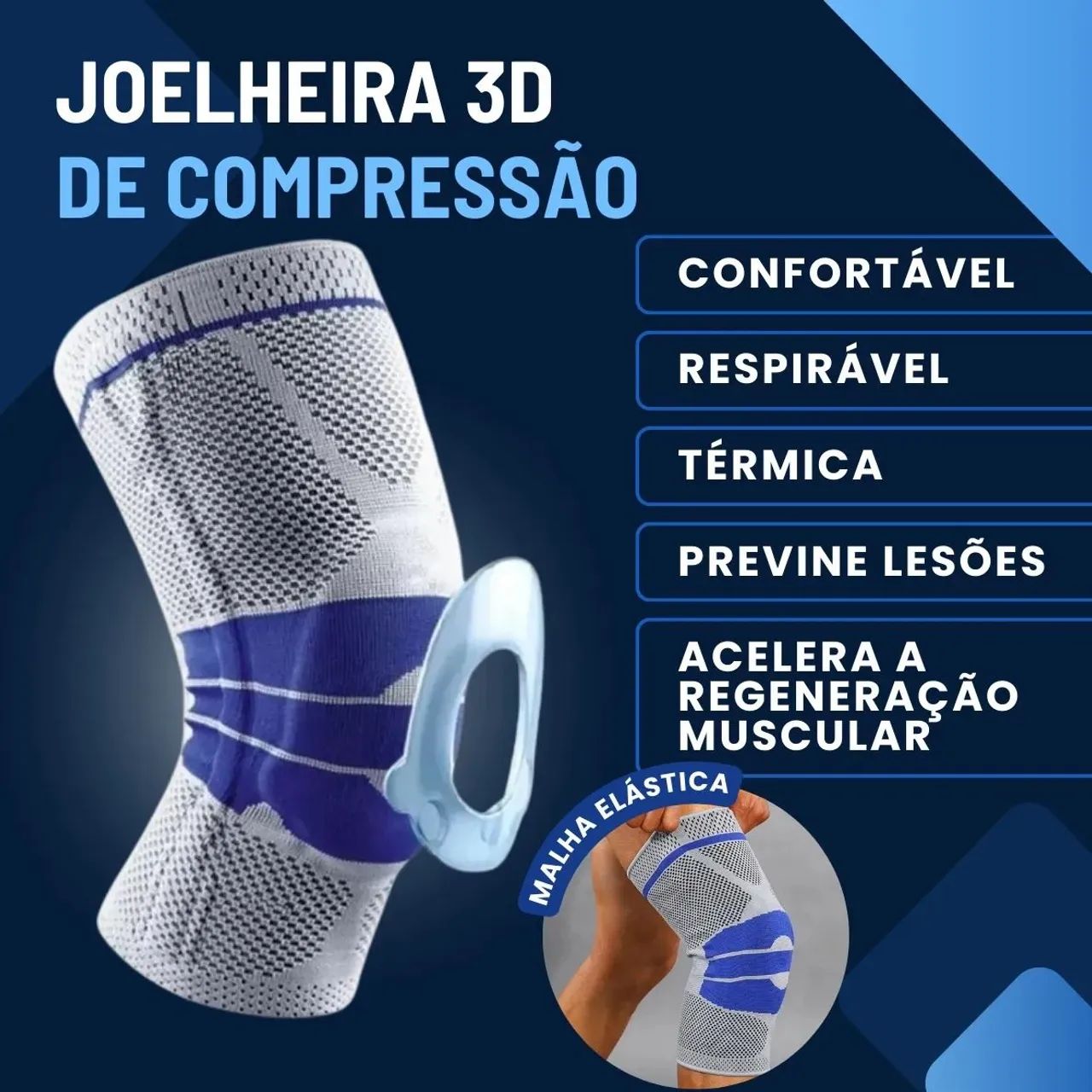 Joelheira  proteção articulada compreensão silicone 3d - Foto 3