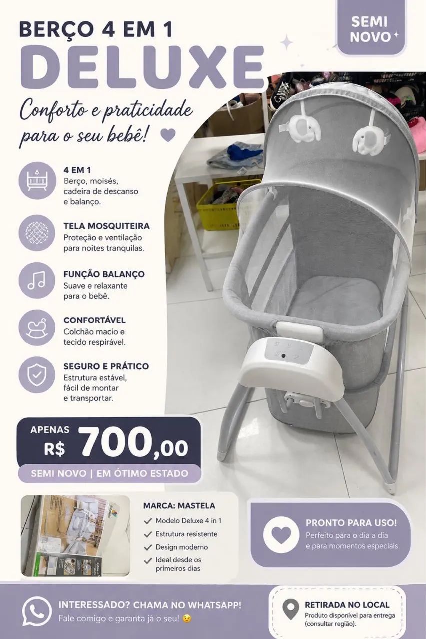 Berço Techno Automático Bluetooth Mastela
