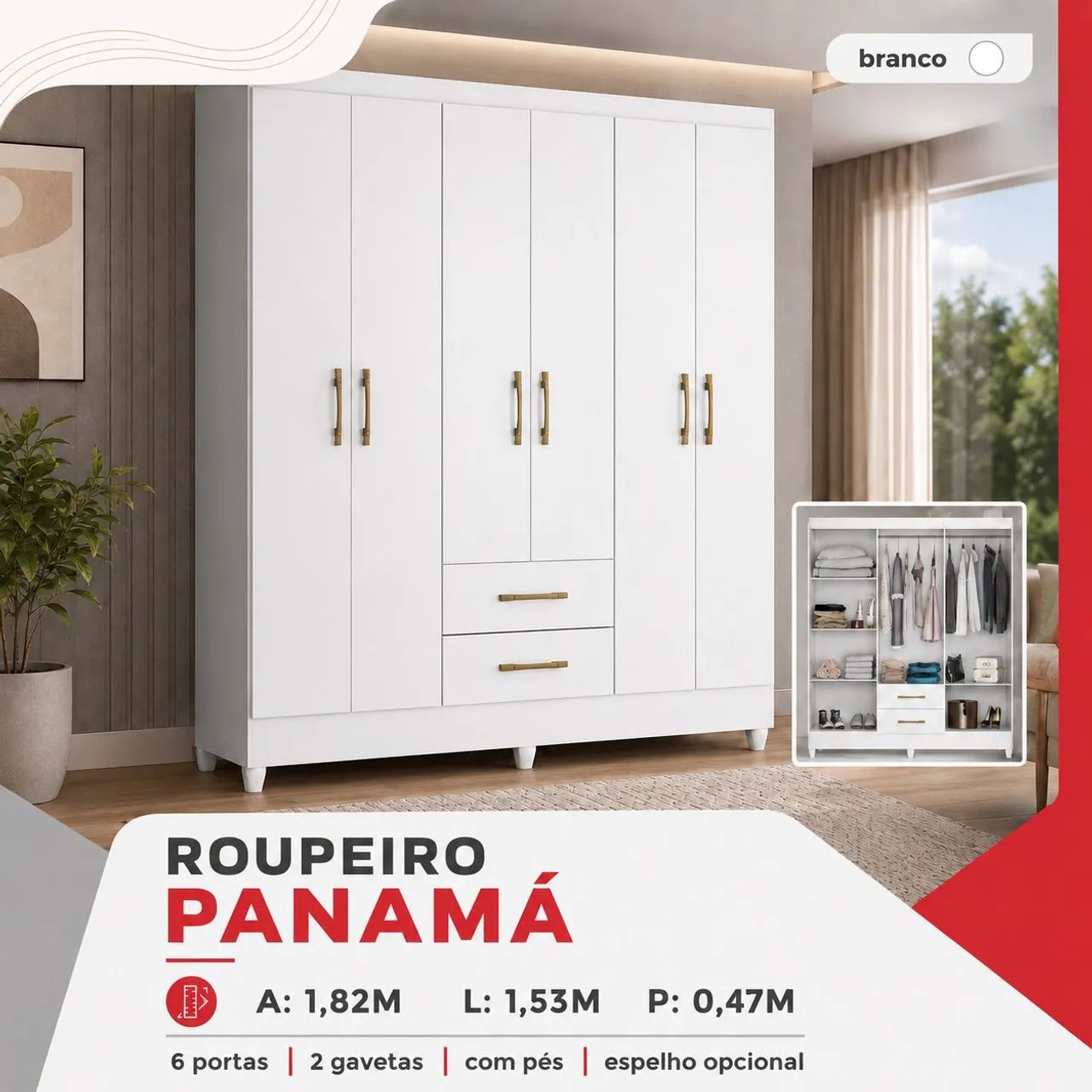 Roupeiro Panamá - Branco 