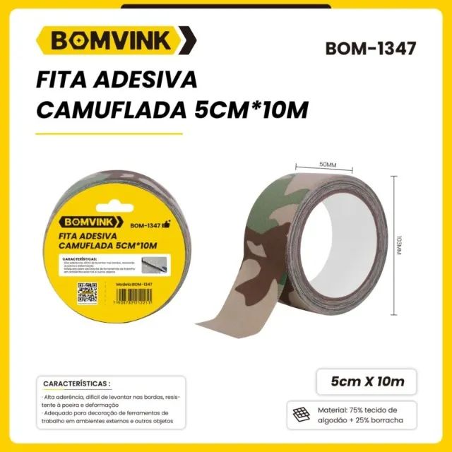 fita adesiva camuflada 5cm*10m bomvink bom-1347