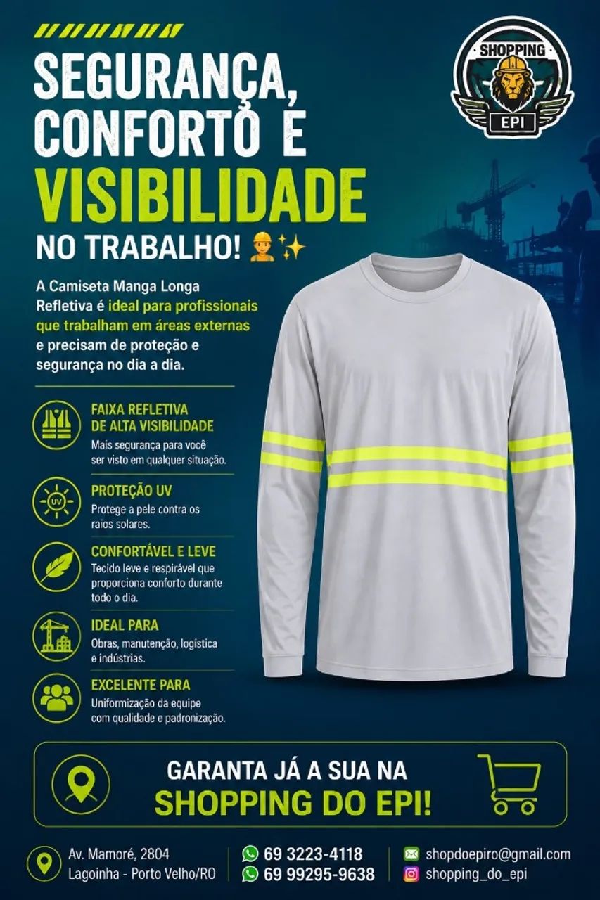 Camiseta Manga Longa Refletiva