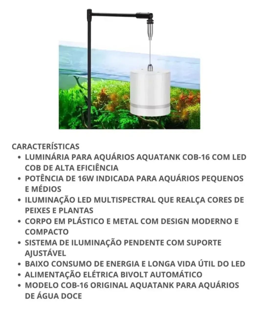 Luminária Led Aquário 16w Cob-20 127v - Foto 2