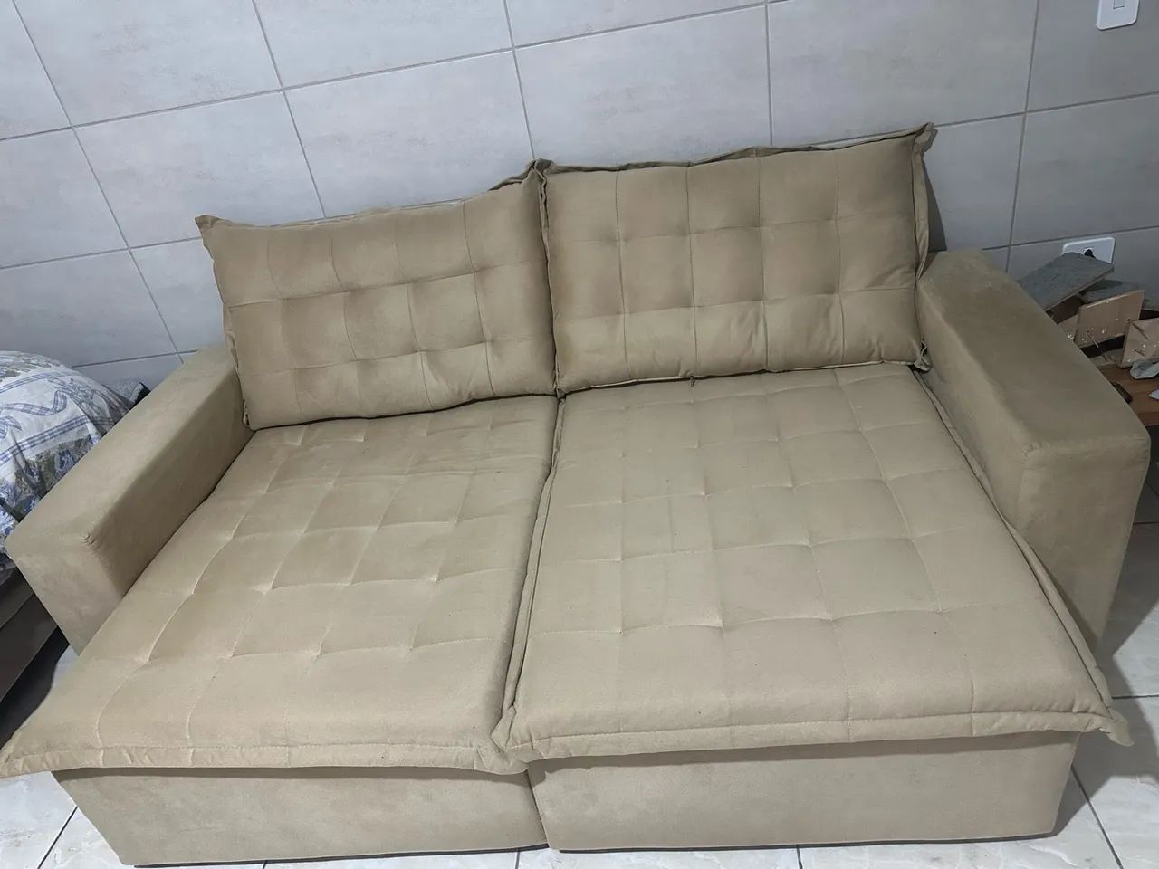 Sofá Retrátil Reclinável E Cama 2,15m Cama Inbox Flex. Suede - Foto 2