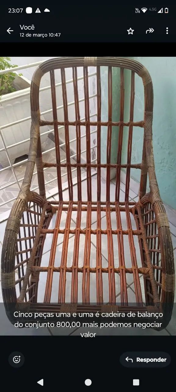 Conjunto em vime para terraço 