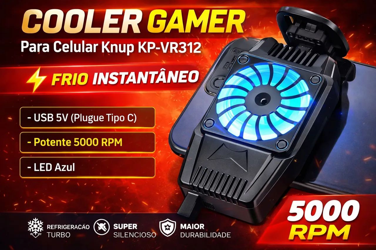 Cooler para Smartphone Knup KP-VR312 LED RGB Gamer Anti-Aquecimento