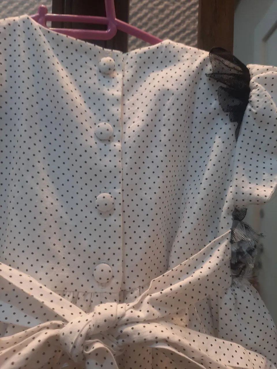 Vestido tecido puro algodão poá preto/branco - Foto 4