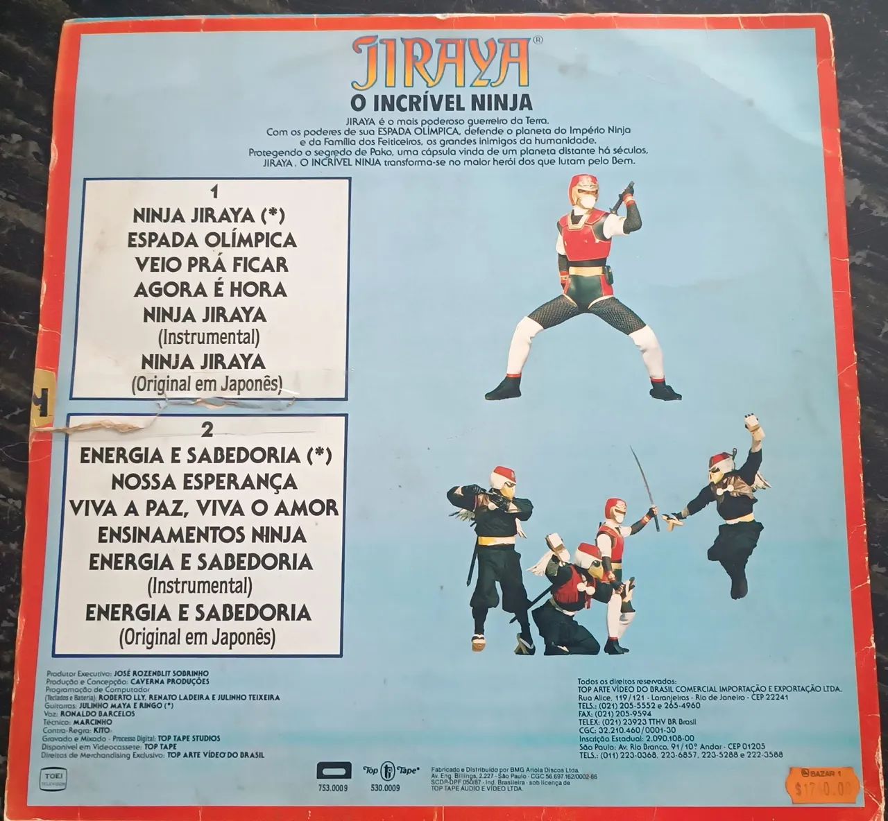 LP Jiraiya - O Incrível Ninja (Top Tape 1989) - Raro - Completo