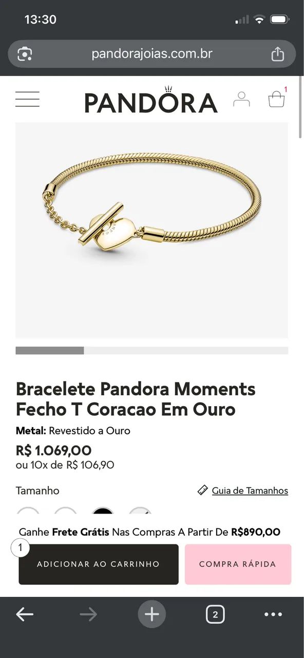 Pulseira banhada em ouro Pandora - Foto 4