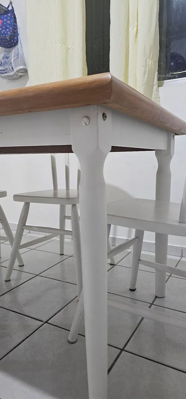 Mesa de Jantar Udine com 4 Cadeiras Branco e Natural 160x80 Branco e Natural - Foto 4