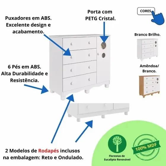 Comoda Bolinha 100% MDF - Peroba - Foto 3
