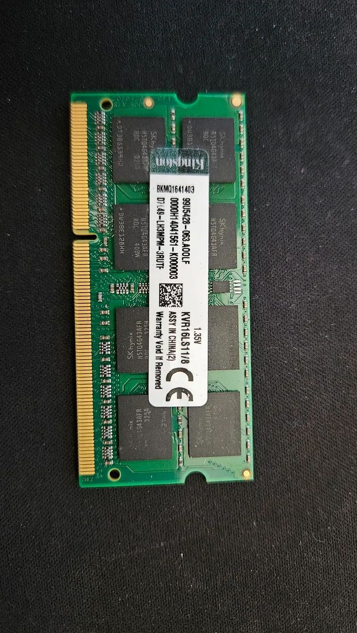 Memória RAM Notebook Kingston 8GB DDR3L 1600MHz - Novo