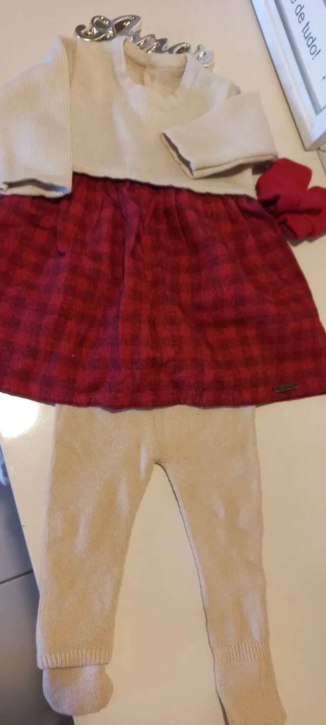 Saída De Maternidade Vestido Tricô vermelho  - Foto 5