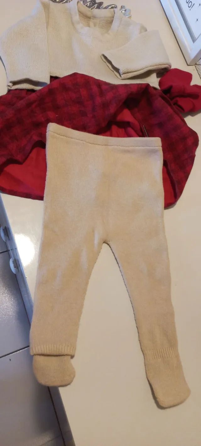 Saída De Maternidade Vestido Tricô vermelho  - Foto 3