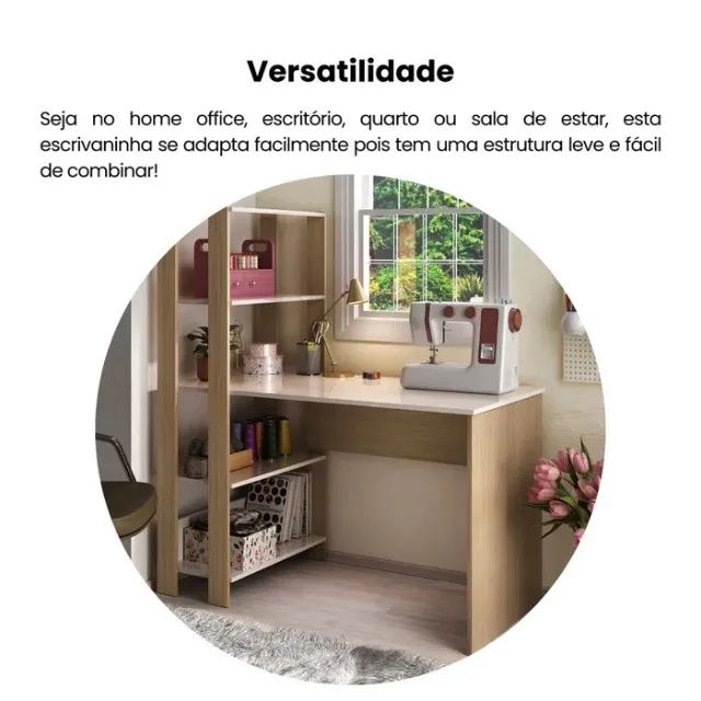 Mesa para computador com nicho off white carvalho - Foto 3