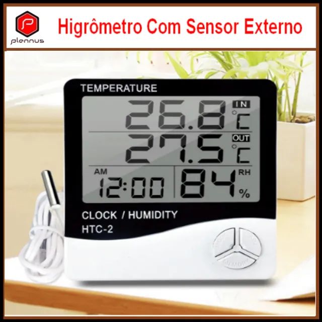Termo-Higrômetro medição Umidade/temperatura Interna e Externa com Sensor Relógio z549  - Foto 3