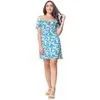 vestido feminino open shoulder floral manga curta estampado off white - Foto 2