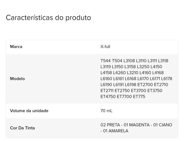 Tinta para impressora Epson - Kit com 5 frascos - Foto 2