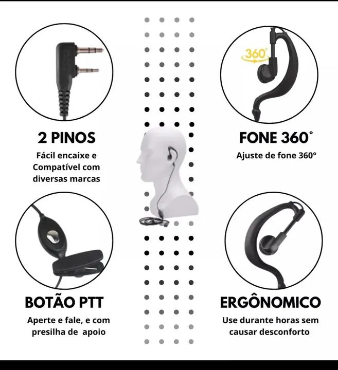 Fone de ouvido para radio comunicador baofeng  - Foto 2