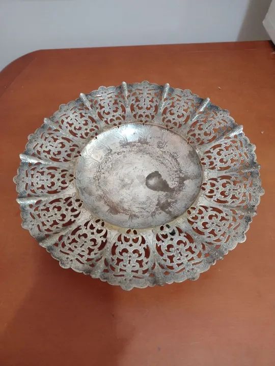 Antiga fruteira de prata 90 com detalhes em renda - Foto 4