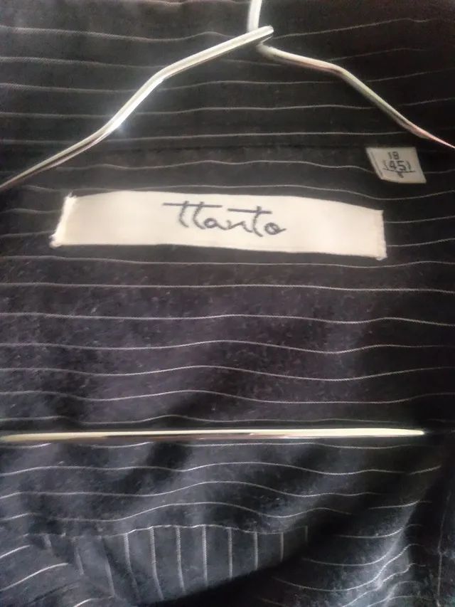 Camisa algodão da TTANTO, 5, preta modelo risca de giz