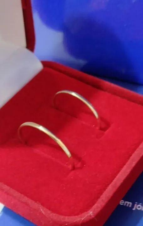 Anel de Noivado e Casamento Ouro 18 Kilates 1.20 Gramas 1 mm Boleadinha - Foto 4