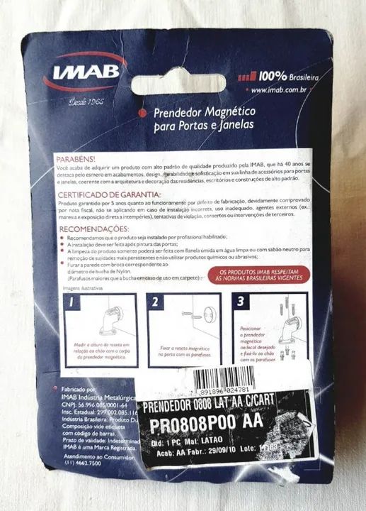 Prendedor Magnético para Portas e Janelas - IMAB 0808 - Lacrado - Sem Uso - Foto 2