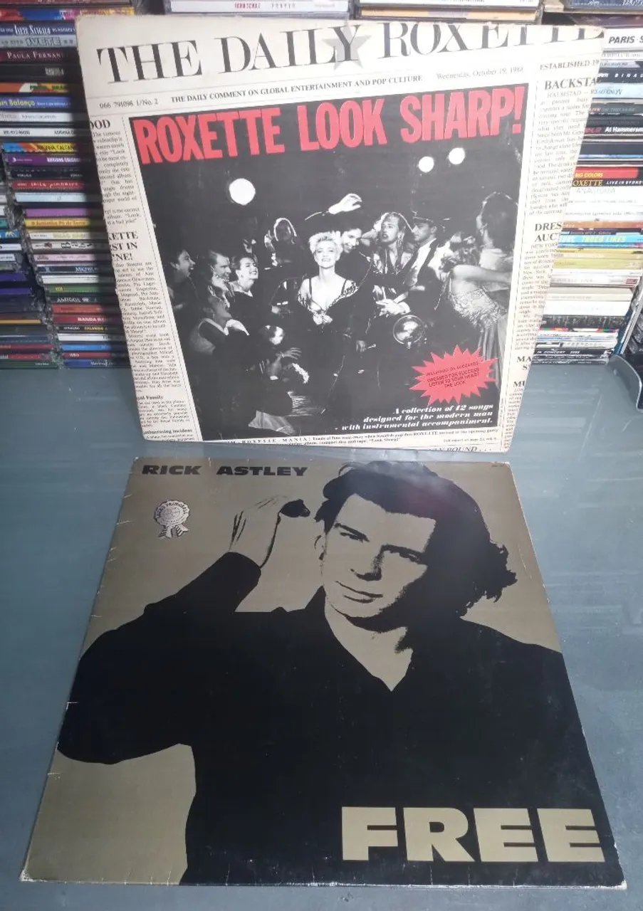 2 Discos de Vinil Roxette Look Sharp! E Rick Astley Free