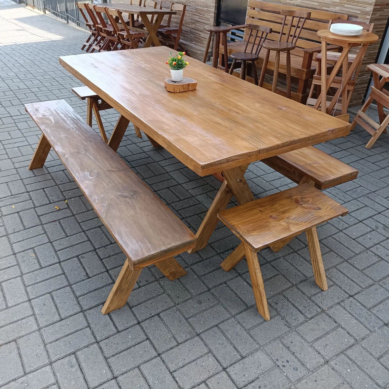 Mesa nova rústica para área de churrasco para área gourmet