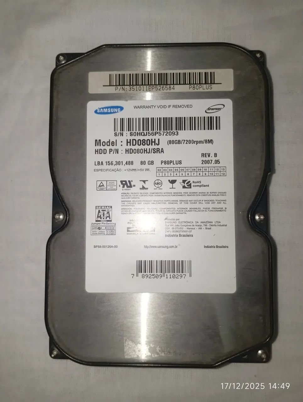 HD para Computadores SATA 80 GIGAS Samsung  - Foto 4