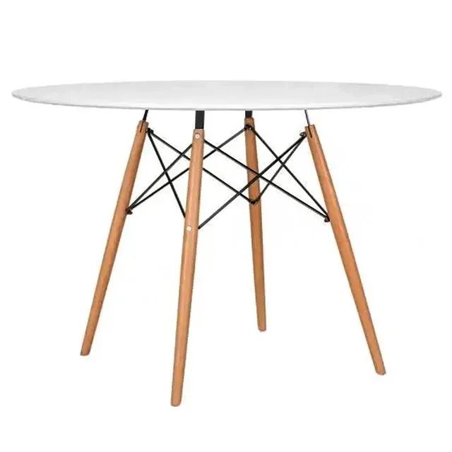 MESA ELEGANCE ESTILO EIFFEL BASE MADEIRA TAMPO 120CM COR BRANCA