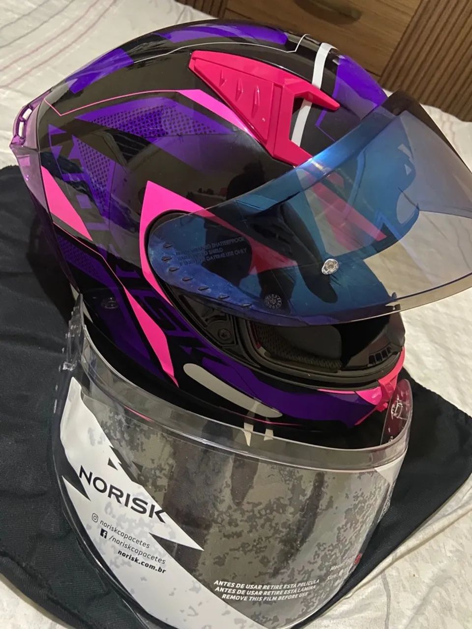 Capacete Norisk FF391 - Viseira Iridium + Viseira Cristal (usado 2x ) - Foto 2
