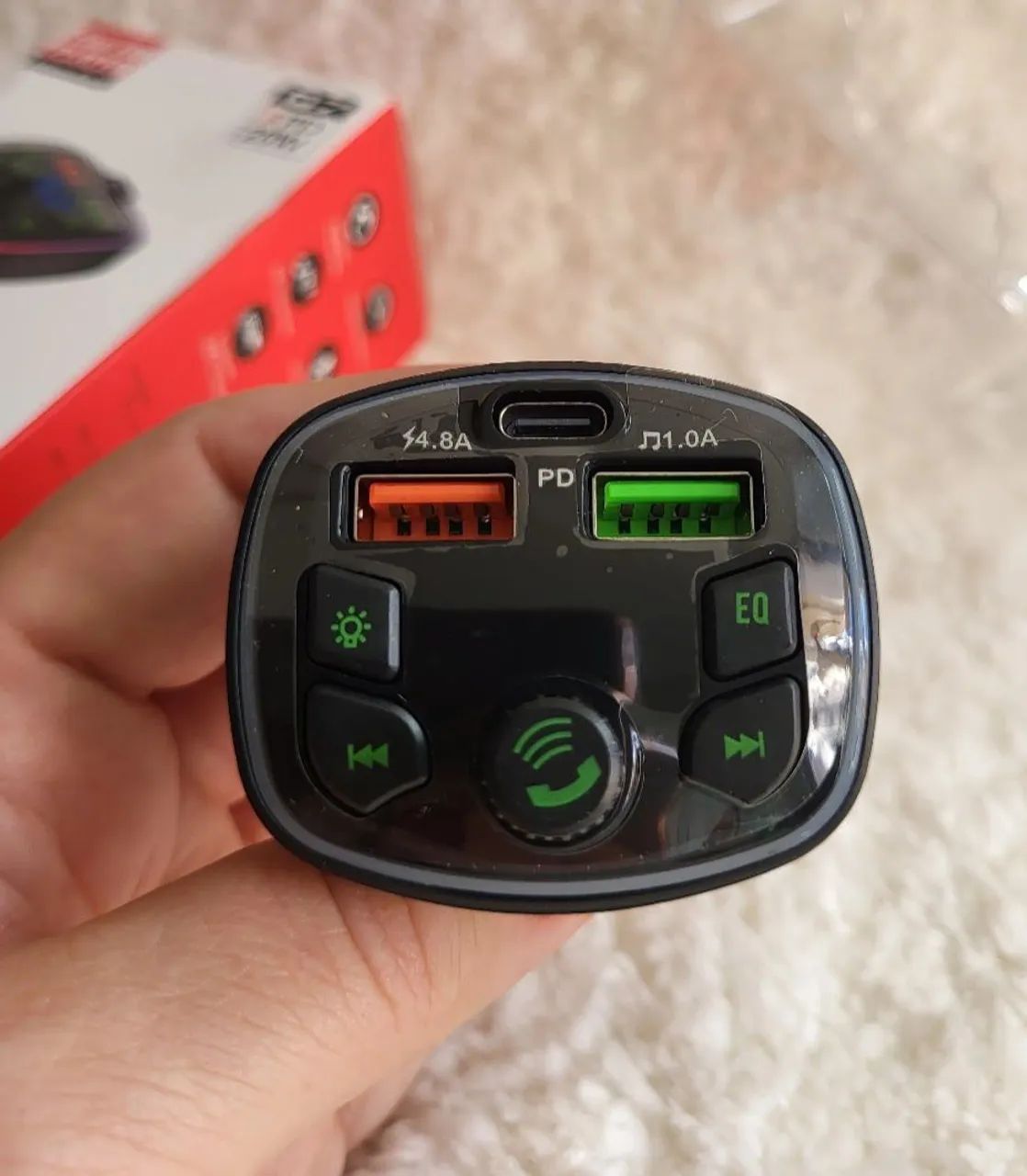 Carregador de carro usb, tipo C, micro SD, rádio, bluetooth  - Foto 4
