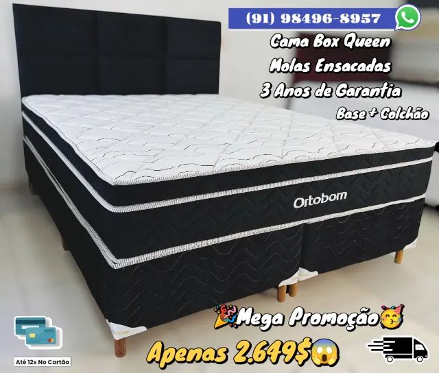 CAMA QUEEN ORTOBOM 3 ANOS DE GARANTIA 
