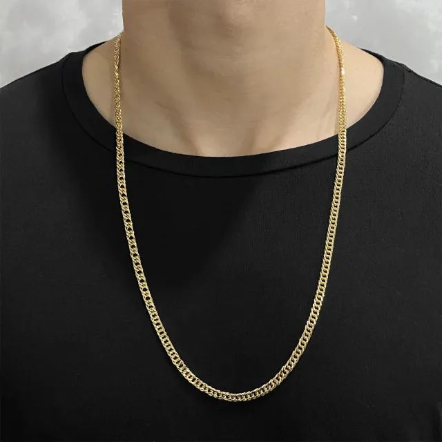 Corrente Grumet Dupla 4,3mm (Fecho Gaveta) (Banho Ouro) Tamanho 70cm - Foto 2