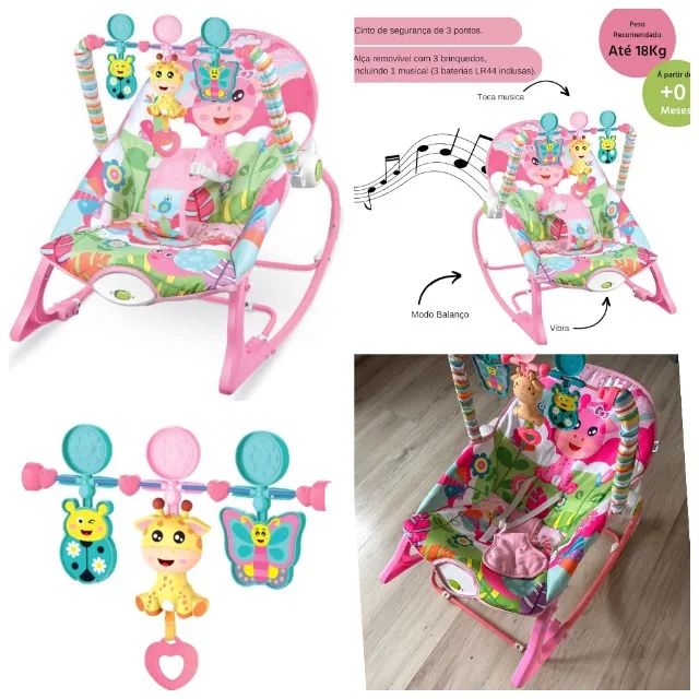 NOVAS-Cadeirinha de Balanço/Cadeirinha de Descanso Vibra/Toca- Ate 18 KG-Na CAIXA - Foto 2