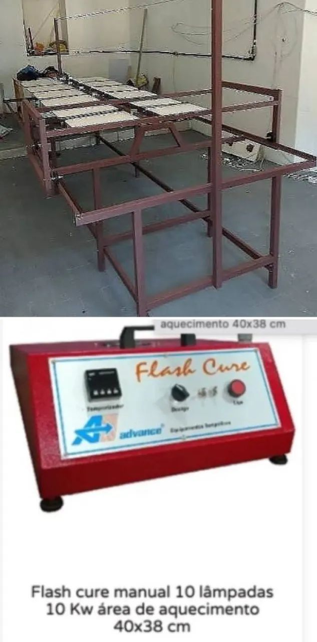 SERIGRAFIA MESA IMPRESSÃO DE CAMISETAS 12 BERÇOS COM CARRINHO E FLASH CURE 