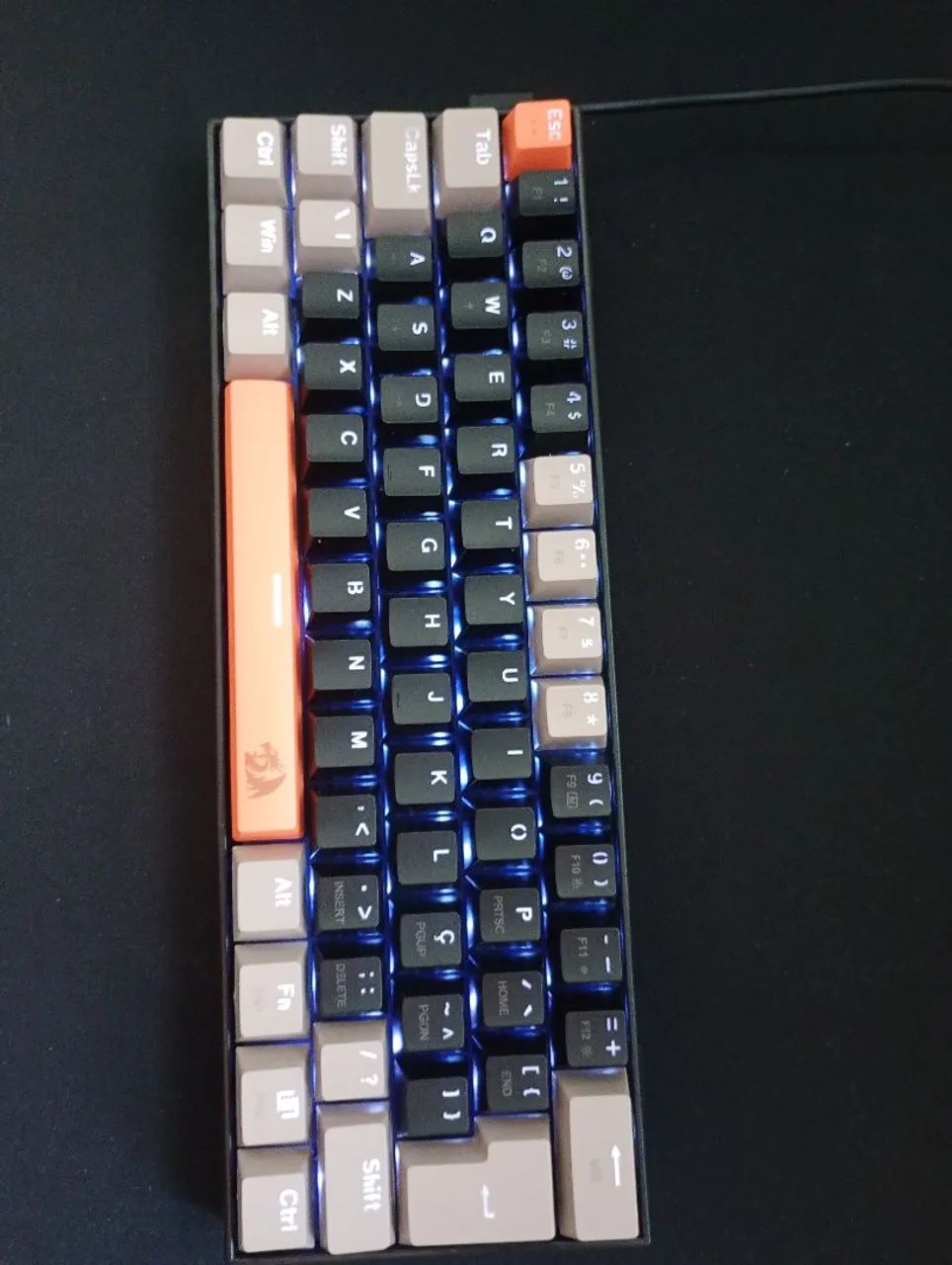 Teclado Redragon Lakshmi ABNT2 Laranja Preto switch Brown <br><br